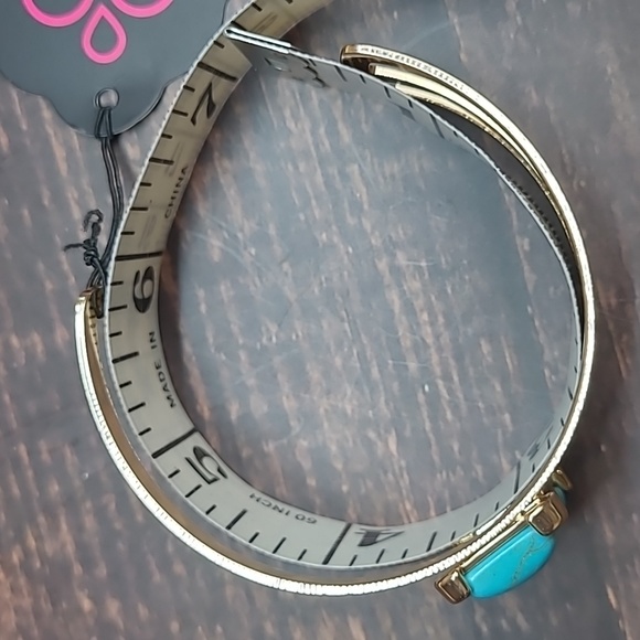 PAPARAZZI ROSE GOLD TONE TURQUOISE CUFF BRACELET - Picture 10 of 10